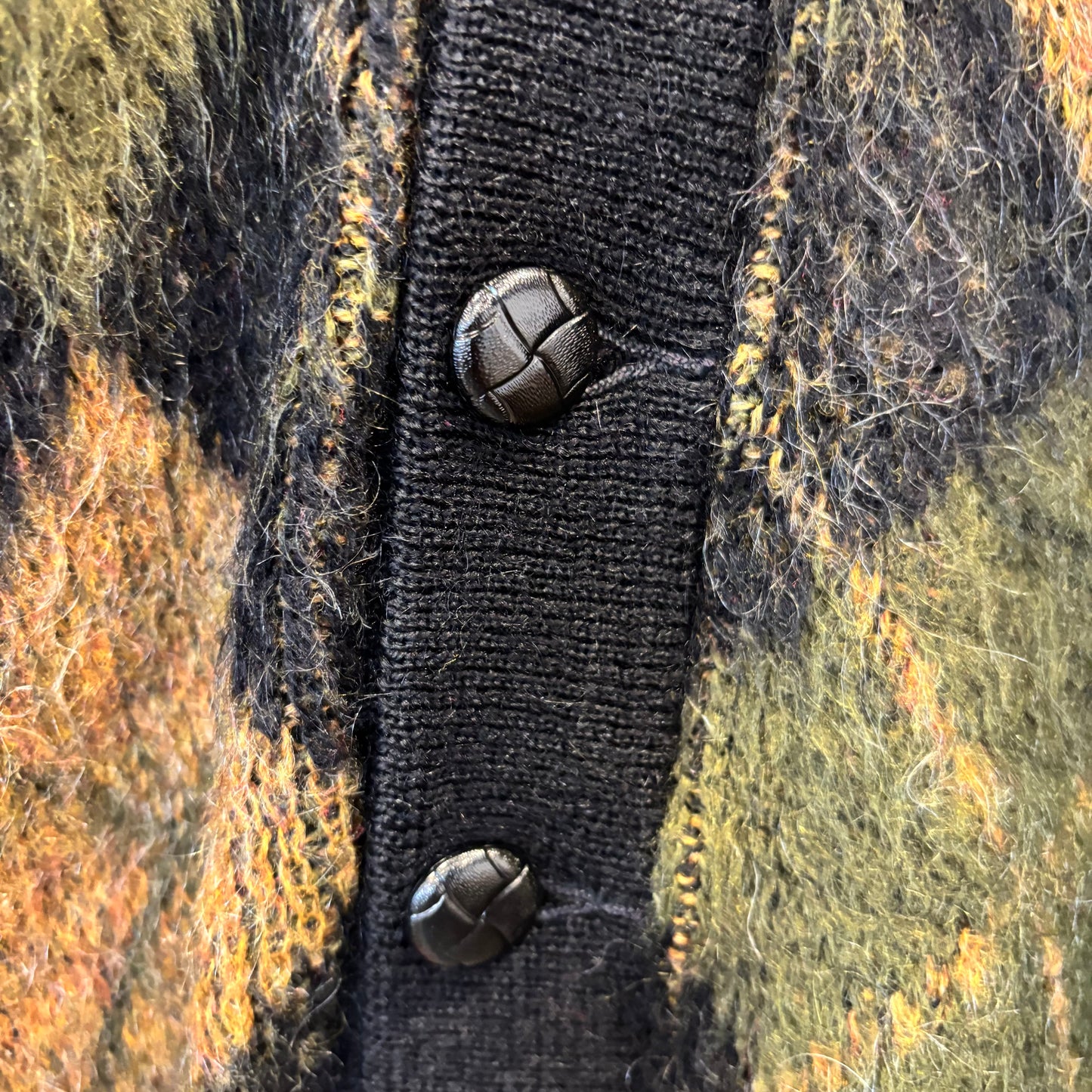 60's Puritan アーガイル モヘアカーディガン 黒カーキ茶 (サイズ40)/C0173K-SO