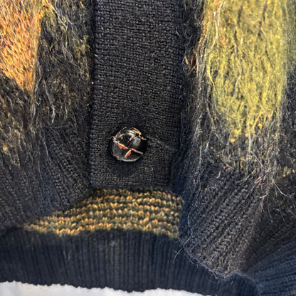 60's Puritan アーガイル モヘアカーディガン 黒カーキ茶 (サイズ40)/C0173K-SO