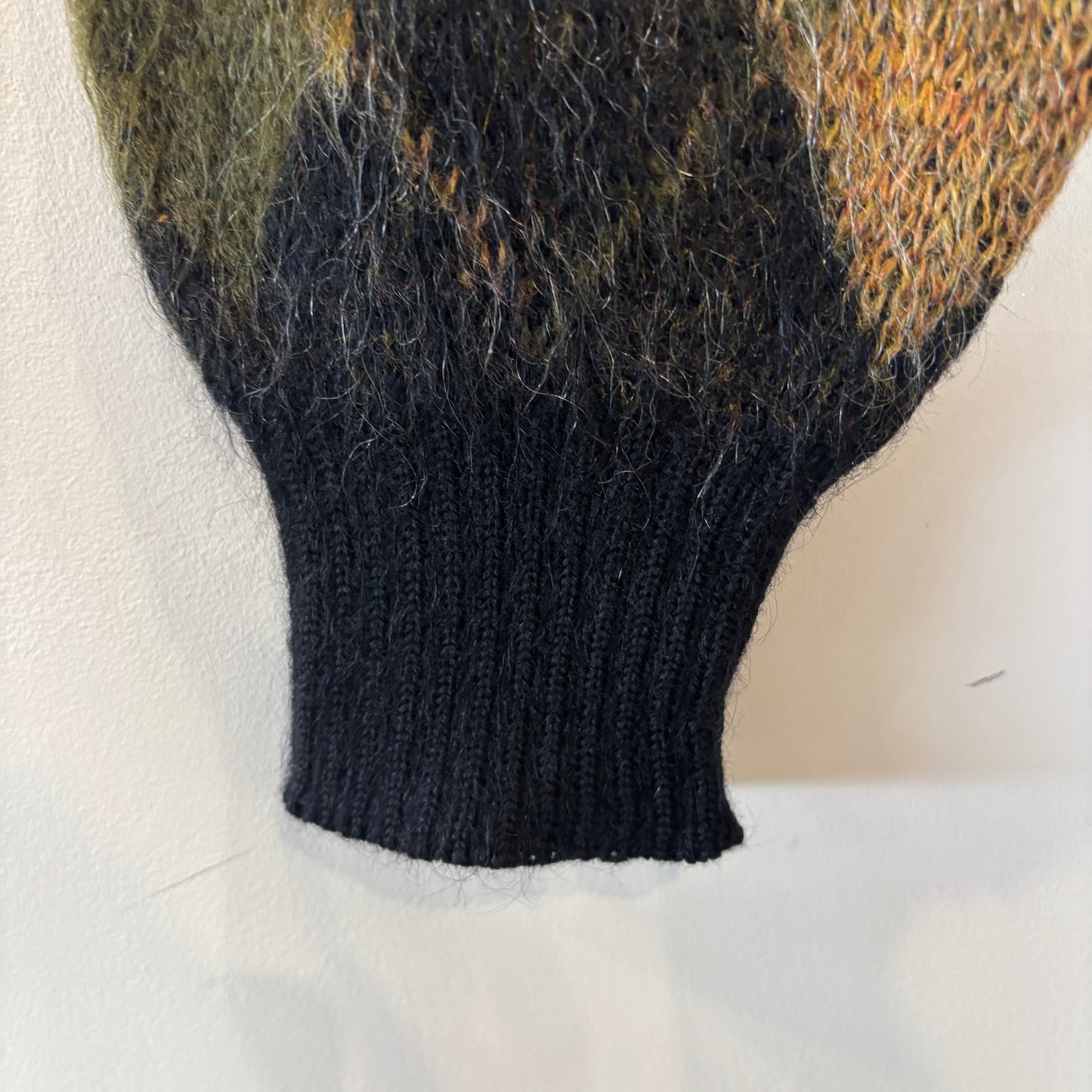 60's Puritan アーガイル モヘアカーディガン 黒カーキ茶 (サイズ40)/C0173K-SO