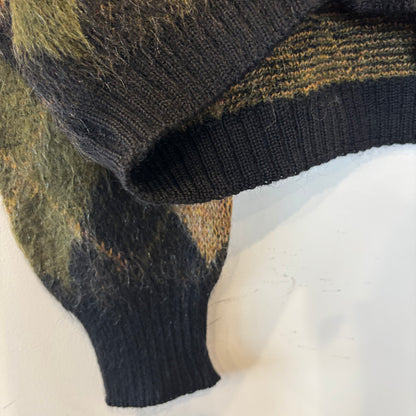 60's Puritan アーガイル モヘアカーディガン 黒カーキ茶 (サイズ40)/C0173K-SO