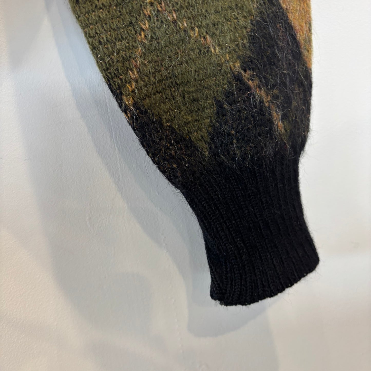 60's Puritan アーガイル モヘアカーディガン 黒カーキ茶 (サイズ40)/C0173K-SO