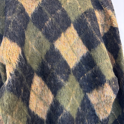 60's Puritan アーガイル モヘアカーディガン 黒カーキ茶 (サイズ40)/C0173K-SO