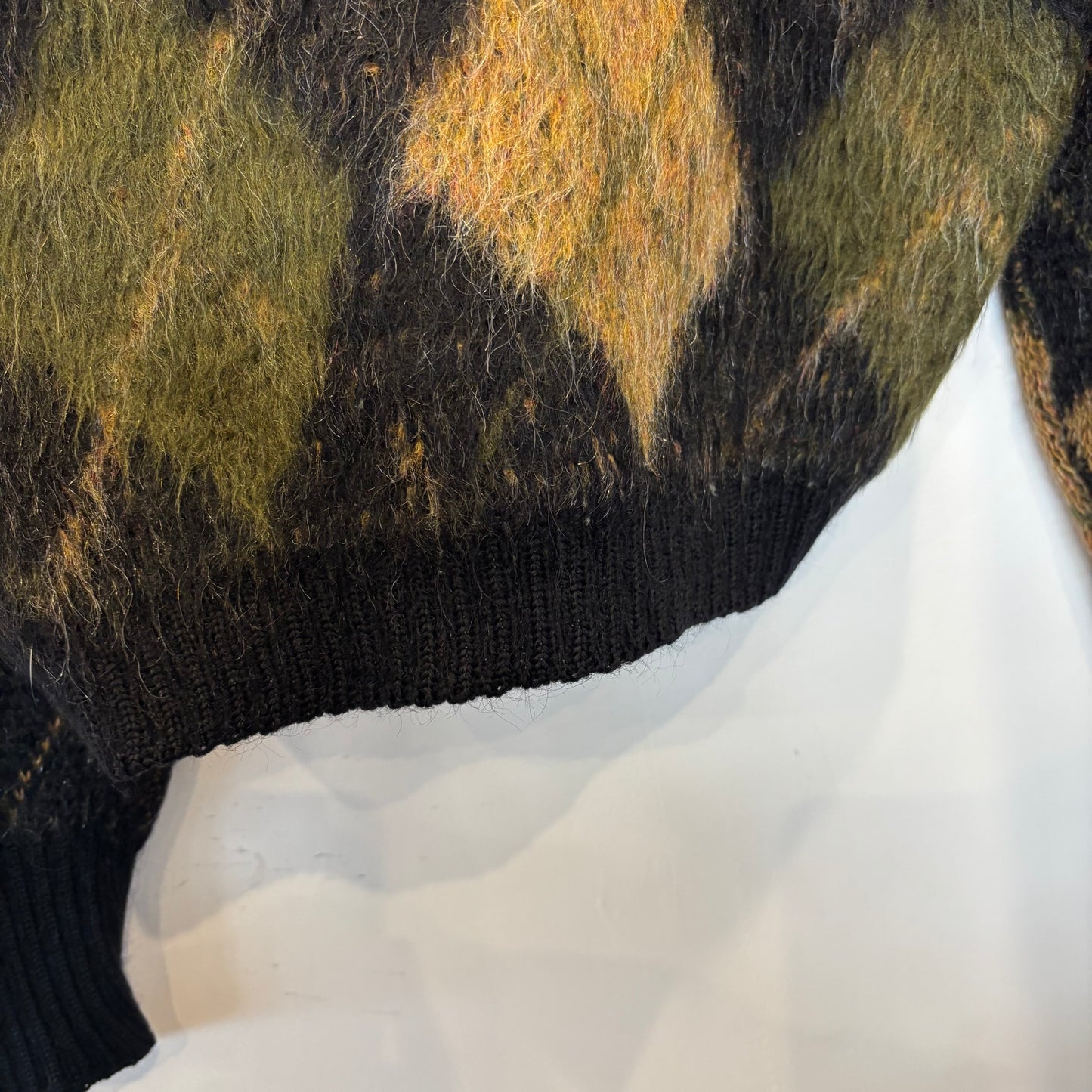 60's Puritan アーガイル モヘアカーディガン 黒カーキ茶 (サイズ40)/C0173K-SO