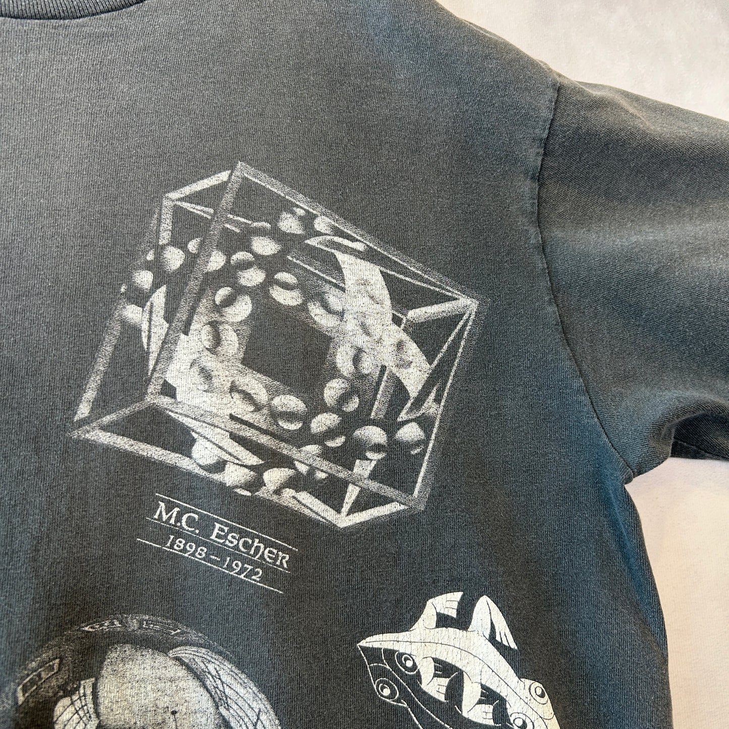 90's ANDAZIA M.C.Escher マウリッツ・エッシャー アートマルチプリントTシャツ (L)/C0891T-SO