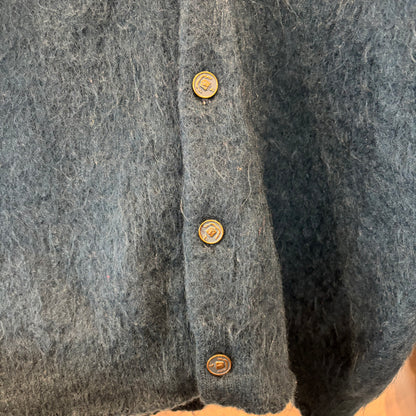 60's Unknown モヘアカーディガン エンブレムメタルボタン ブルー系 (M)/A9225K-SO