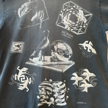 90's ANDAZIA M.C.Escher マウリッツ・エッシャー アートマルチプリントTシャツ (L)/C0891T-SO