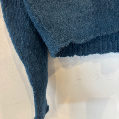 60's Unknown モヘアカーディガン エンブレムメタルボタン ブルー系 (M)/A9225K-SO