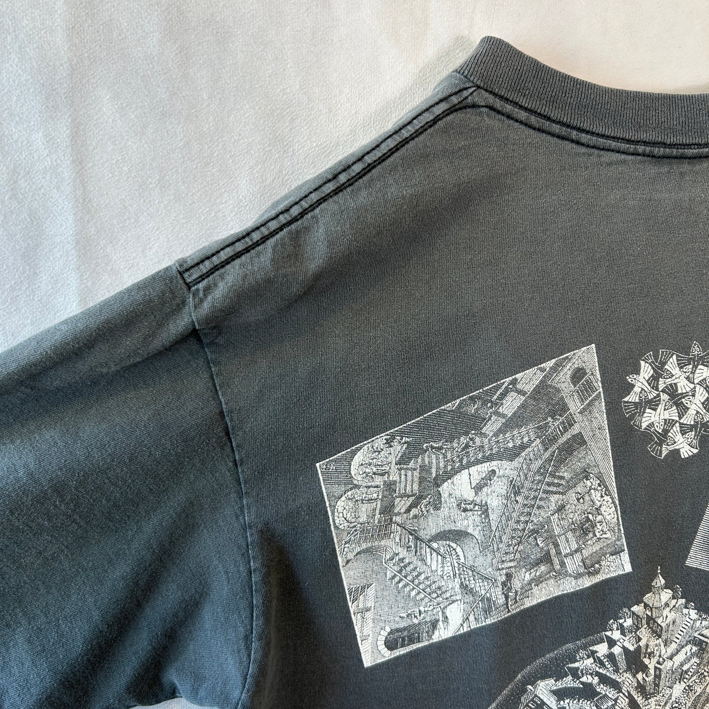 90's ANDAZIA M.C.Escher マウリッツ・エッシャー アートマルチプリントTシャツ (L)/C0891T-SO
