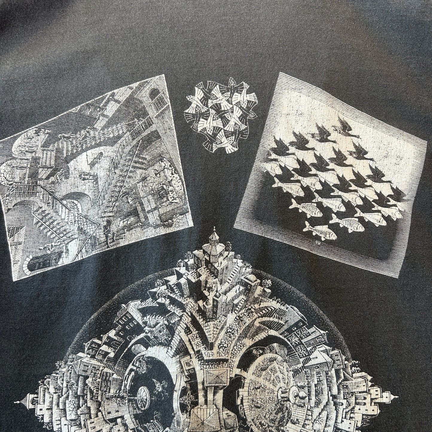 90's ANDAZIA M.C.Escher マウリッツ・エッシャー アートマルチプリントTシャツ (L)/C0891T-SO