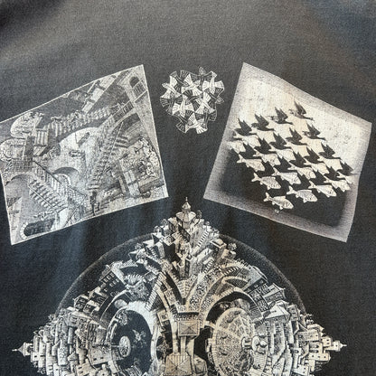 90's ANDAZIA M.C.Escher マウリッツ・エッシャー アートマルチプリントTシャツ (L)/C0891T-SO
