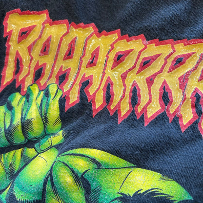 90's UNIVESAL STUDIOS マーベル ハルク キャラクターTシャツ 黒(XL)/A6531T-SO
