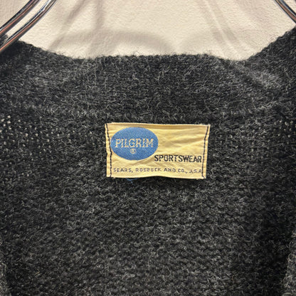 60's Pilgrim  ウールカーディガン 黒赤白 (サイズ不明)/A9226K-SO
