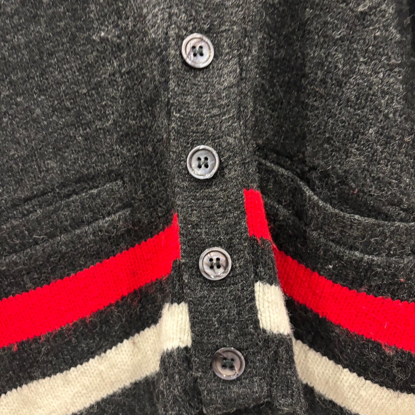 60's Pilgrim  ウールカーディガン 黒赤白 (サイズ不明)/A9226K-SO