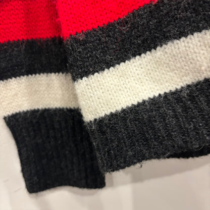 60's Pilgrim  ウールカーディガン 黒赤白 (サイズ不明)/A9226K-SO