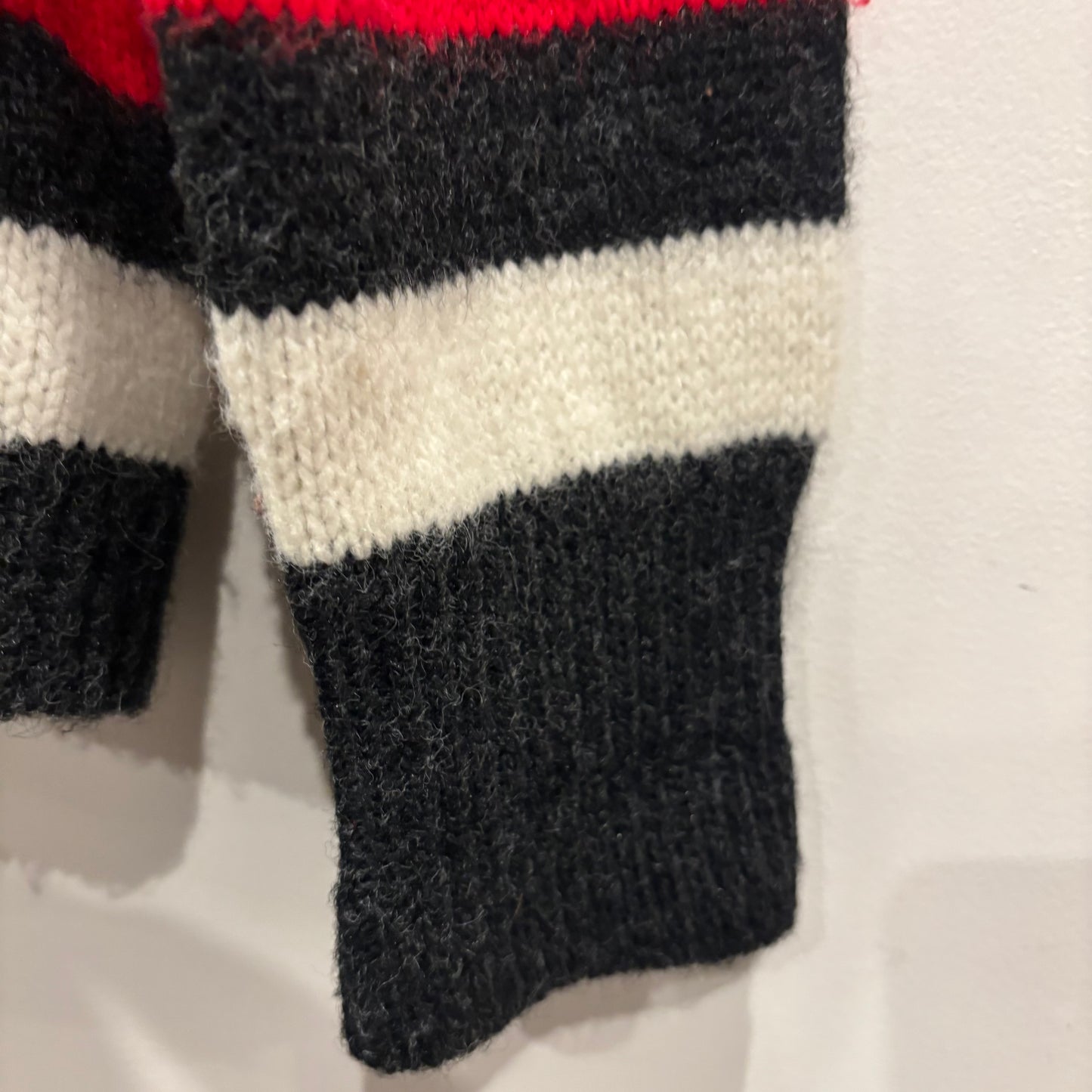 60's Pilgrim  ウールカーディガン 黒赤白 (サイズ不明)/A9226K-SO