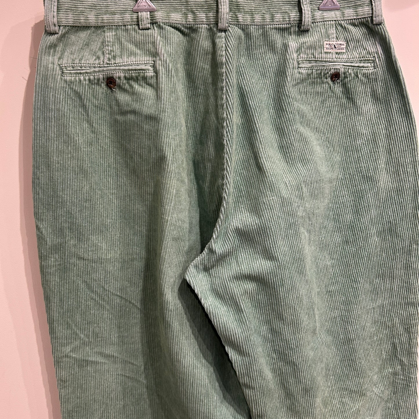 90's~ Polo by Ralph Lauren corduroy Philip pants ラルフローレン コーデュロイ パンツ ライトグリーン (40 30)/A9125P-SO