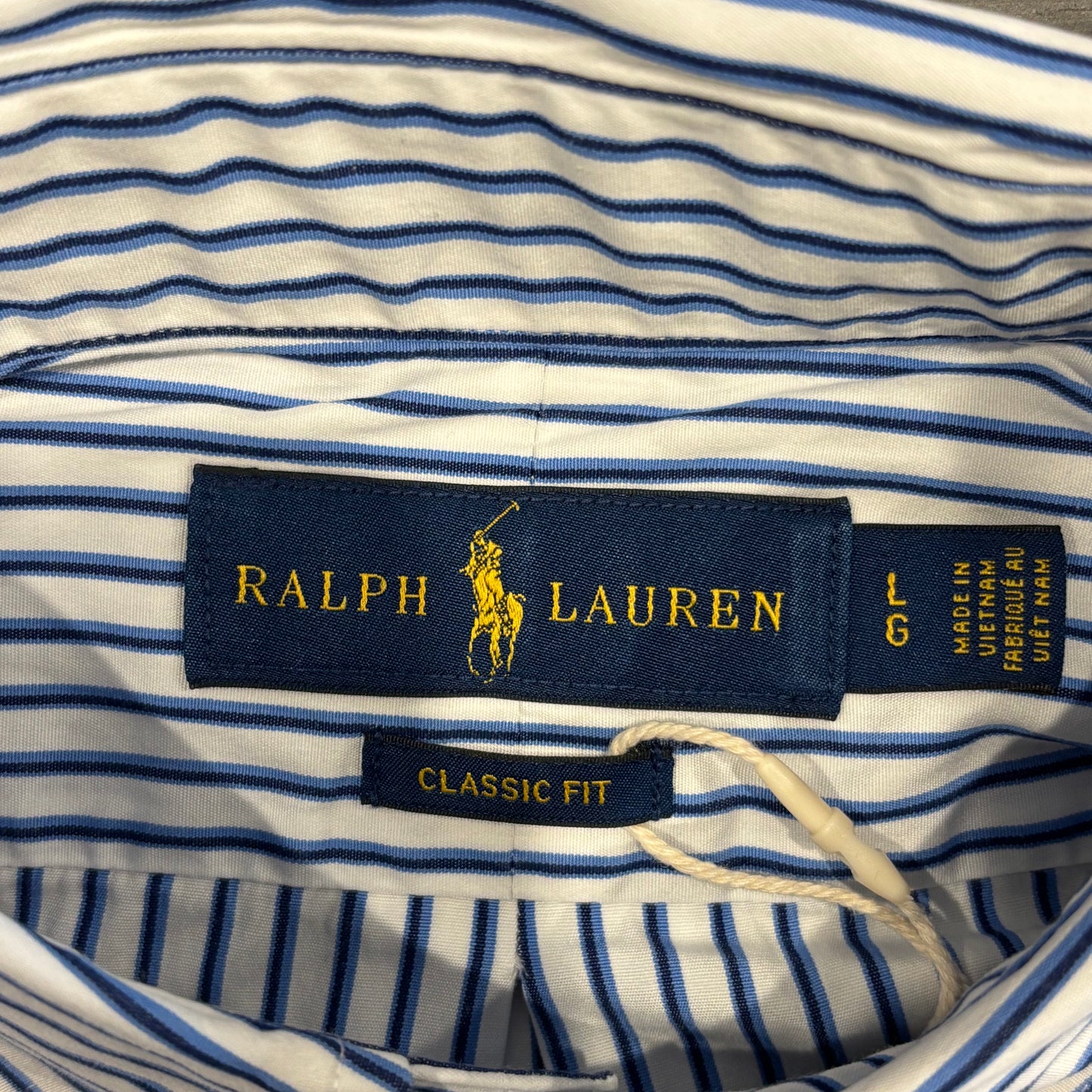 00's Ralph Lauren ラルフローレン ストライプシャツ 青白 (L)/A7993S-SO