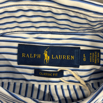 00's Ralph Lauren ラルフローレン ストライプシャツ 青白 (L)/A7993S-SO