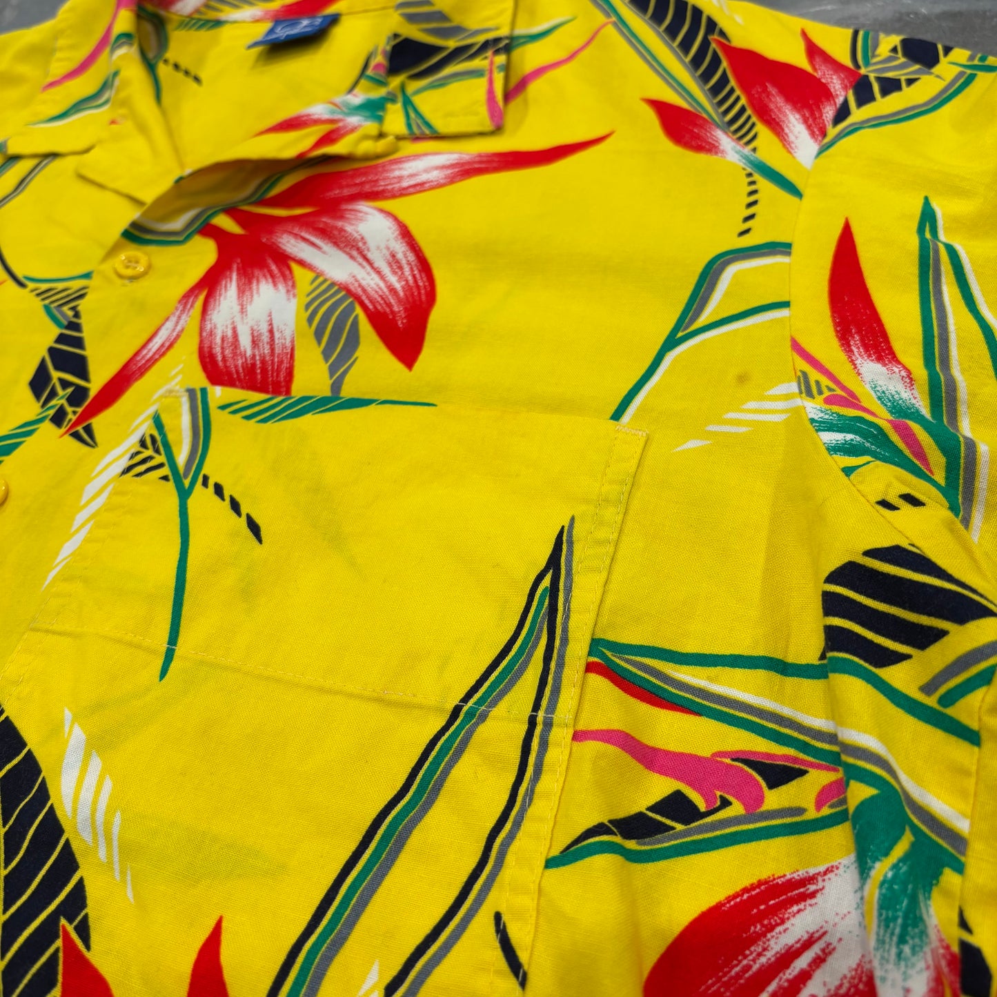 80's Ocean Pacific オーシャンパシフィック アロハシャツ 黄色 サイズ不明 C1121SH-SO