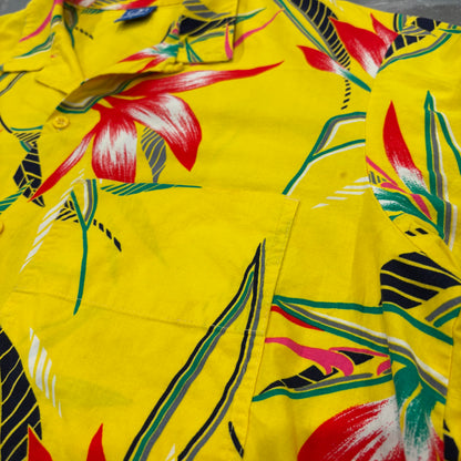 80's Ocean Pacific オーシャンパシフィック アロハシャツ 黄色 サイズ不明 C1121SH-SO