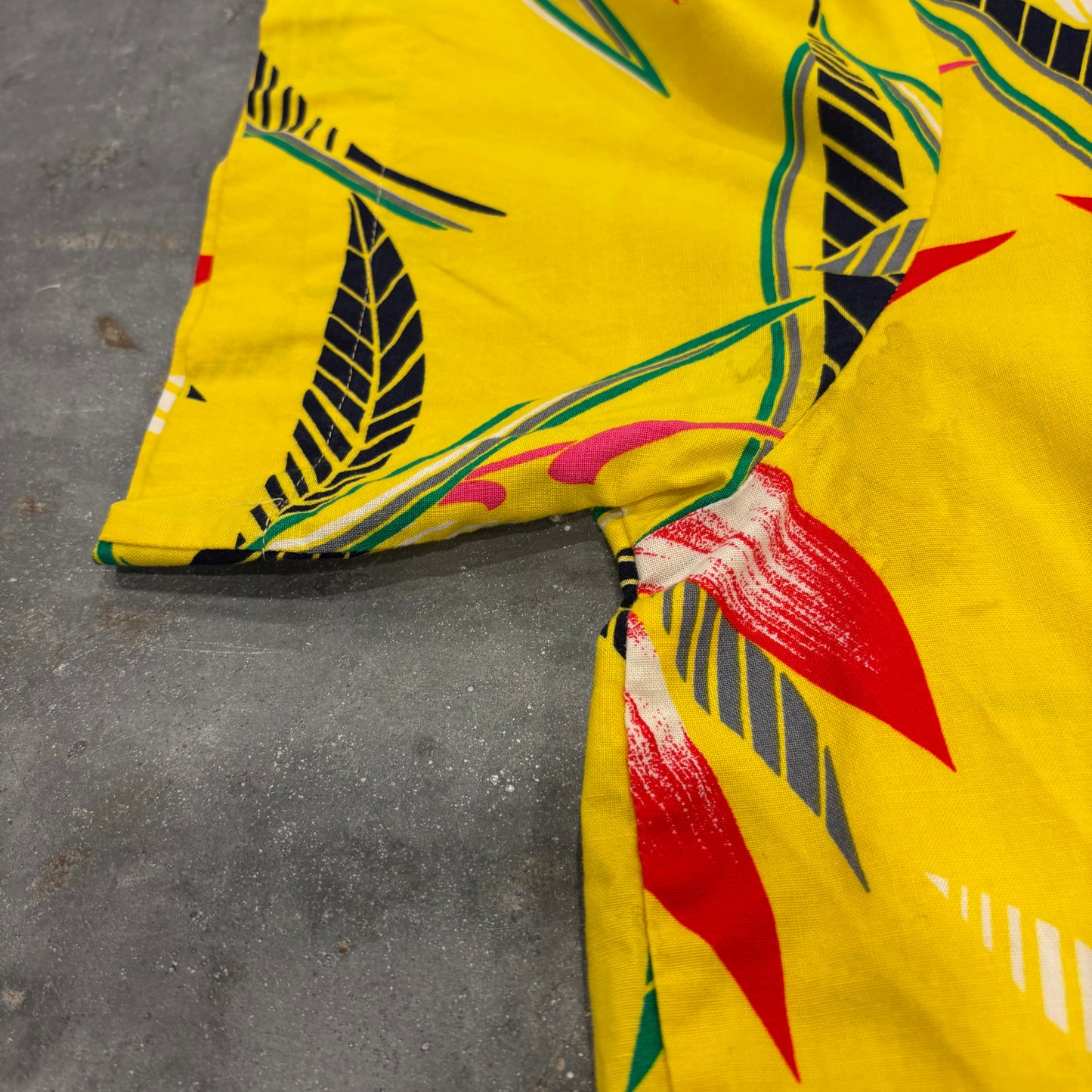 80's Ocean Pacific オーシャンパシフィック アロハシャツ 黄色 サイズ不明 C1121SH-SO