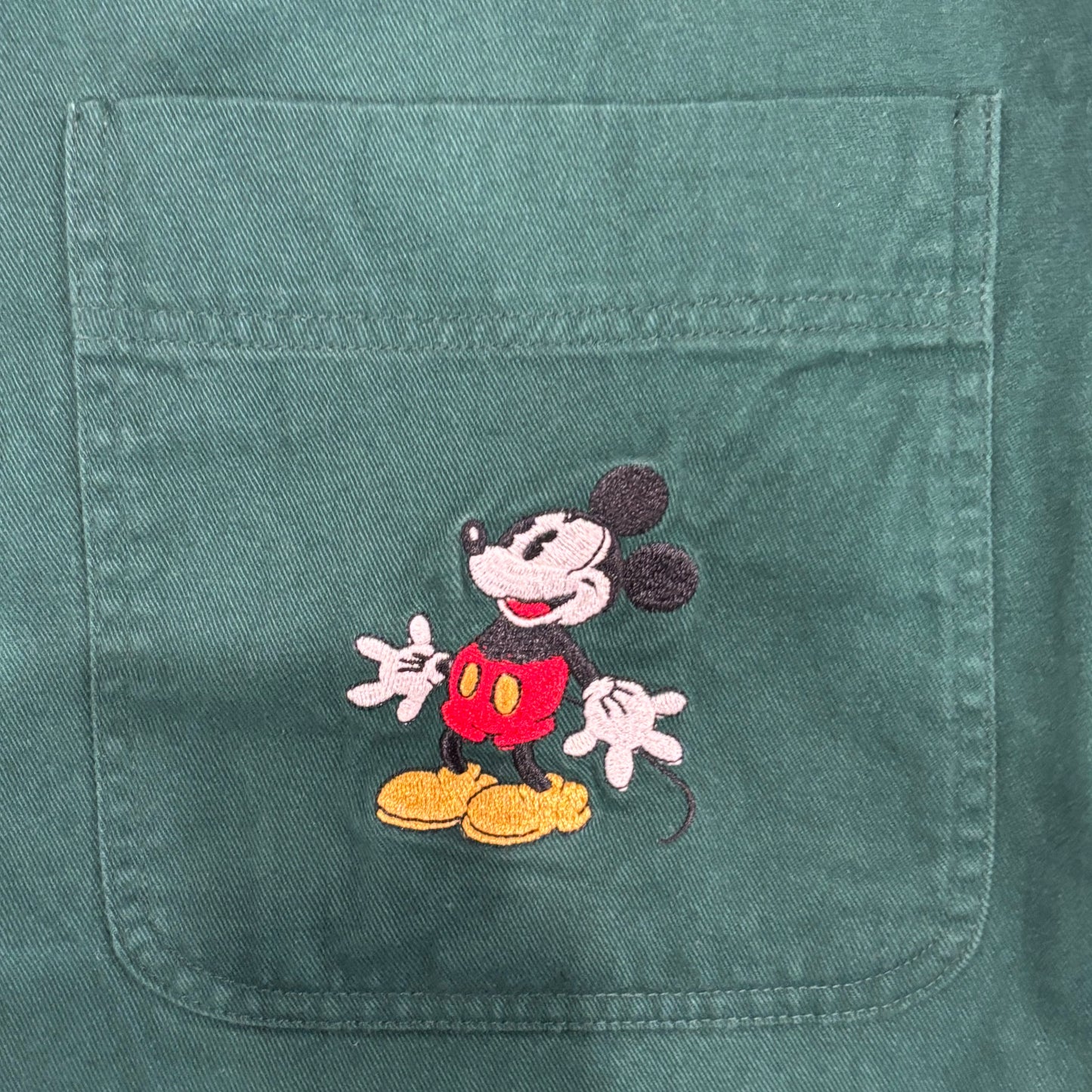 00's The Disney Store ミッキーマウス キャラクターポケットシャツ 緑 (サイズ不明)/A7964S-SO