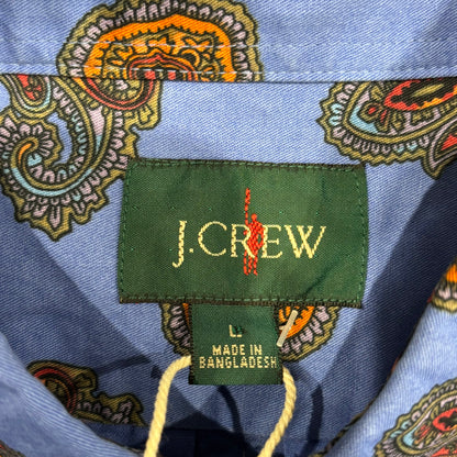 00's J.CREW ポケット ペイズリーシャツ 群青色 (L)/A7915S-SO