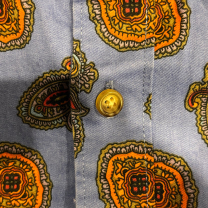 00's J.CREW ポケット ペイズリーシャツ 群青色 (L)/A7915S-SO
