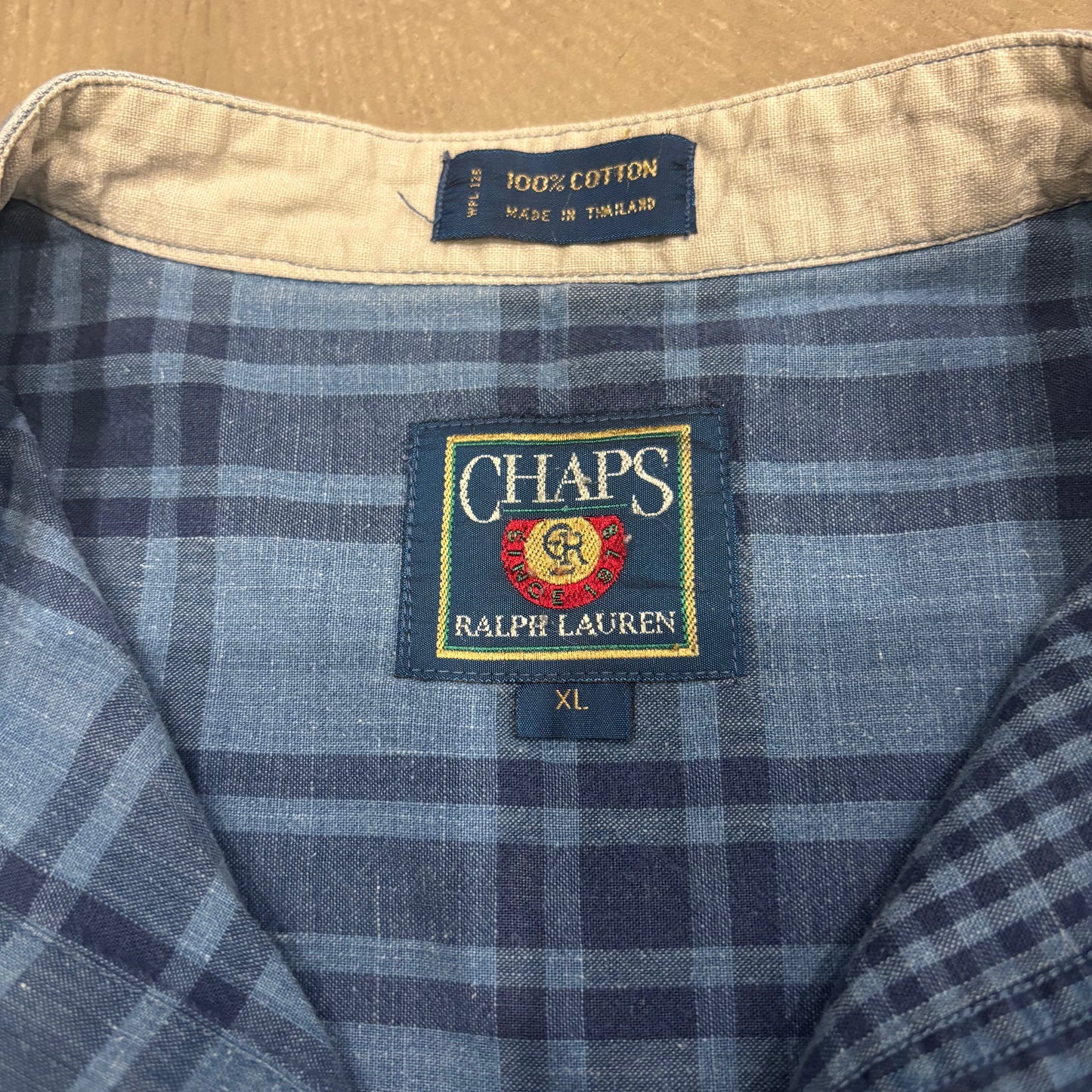 80's Chaps Ralph Lauren チャップスラルフローレン ノーカラーシャツ (XL)/B3446SH-SO