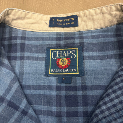 80's Chaps Ralph Lauren チャップスラルフローレン ノーカラーシャツ (XL)/B3446SH-SO