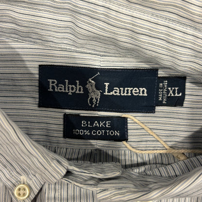 00's Ralph Lauren ラルフローレン ストライプシャツ 白青 (XL)/A7967S-SO