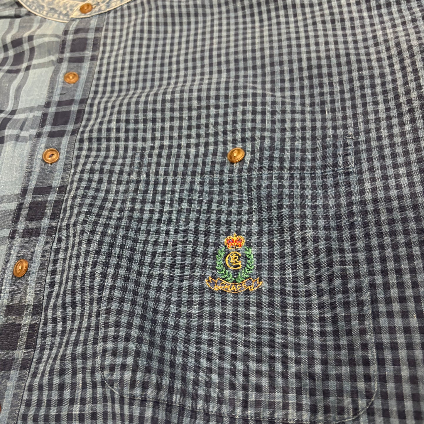 80's Chaps Ralph Lauren チャップスラルフローレン ノーカラーシャツ (XL)/B3446SH-SO