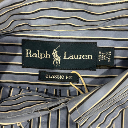 00's Ralph Lauren ラルフローレン ストライプシャツ 青白 (XL)/A7971S-SO