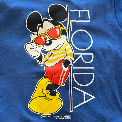 80's Velva Sheen FLORIDA ミッキーTシャツ 青(M)/B2192T-SO