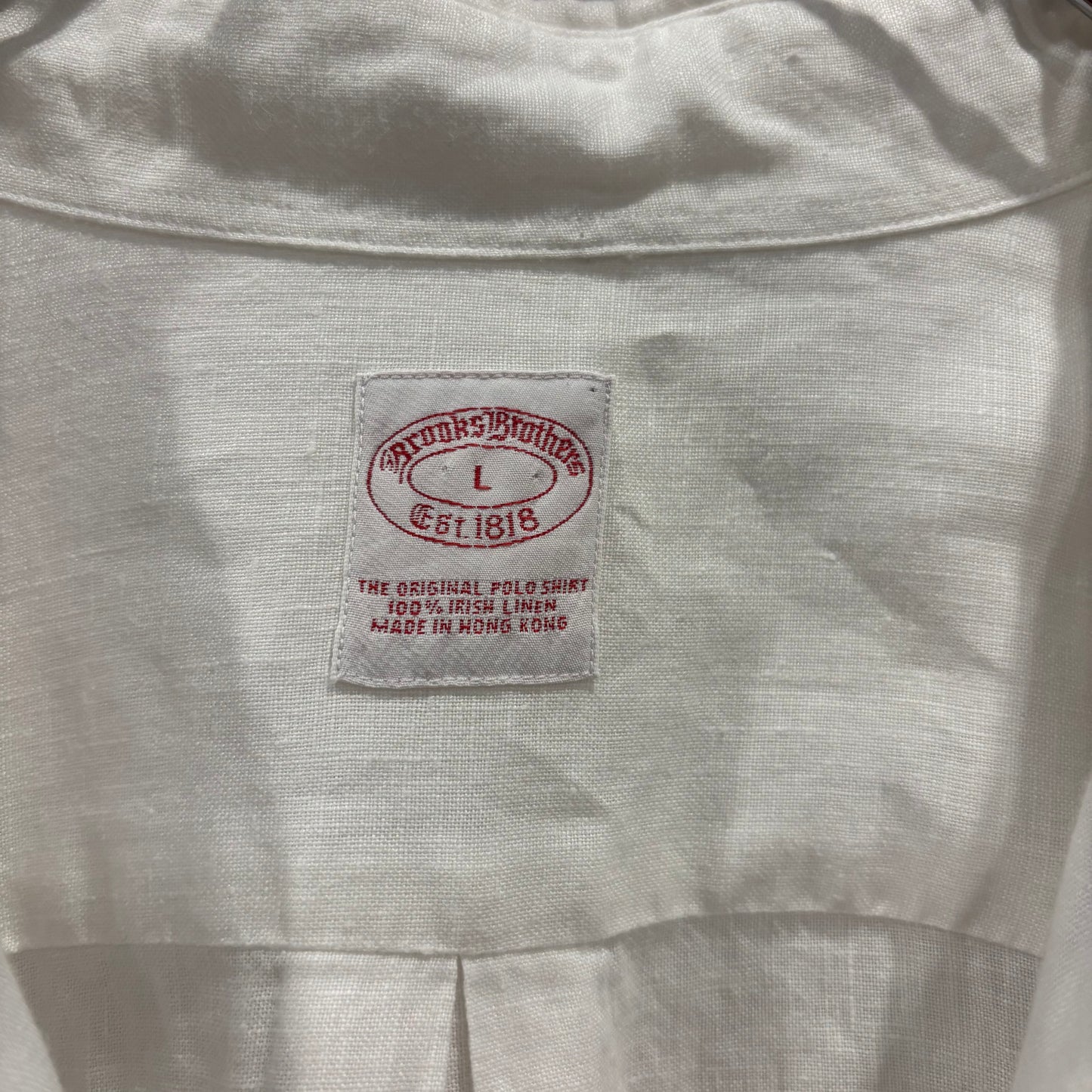90's Brooks Brothers ブルックス 長袖リネンシャツ 白 (L)/A4561SH-SO