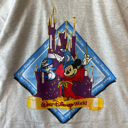 90's Disney Design ディズニーワールド２５周年 ソーサラーミッキー Tシャツ グレー(L)/A7581T-SO