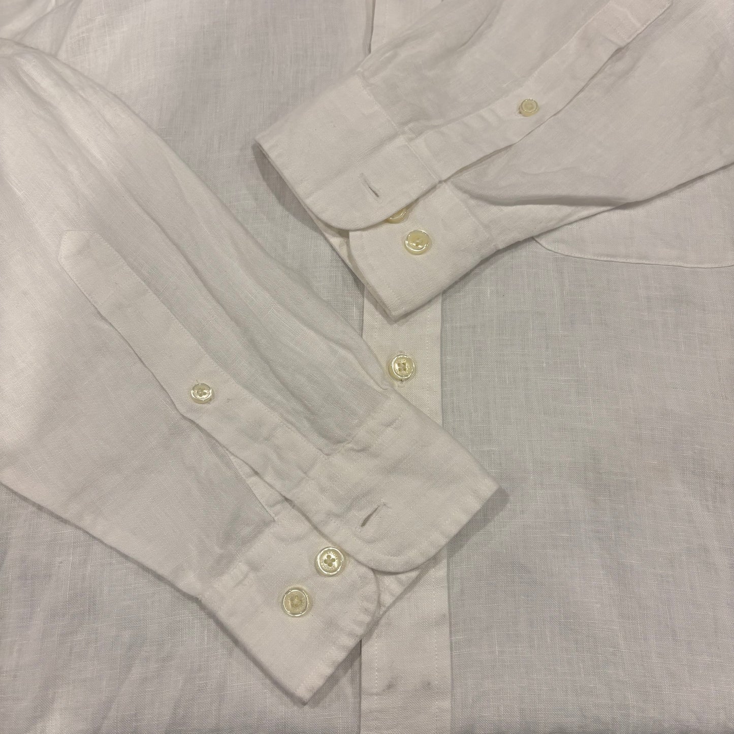 90's Brooks Brothers ブルックス 長袖リネンシャツ 白 (L)/A4561SH-SO