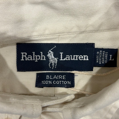 00's Ralph Lauren ラルフローレン 無地シャツ 白 (L)/A7926S-SO
