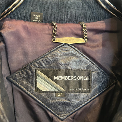 80's~ MEMBERS ONLY leather jacket レザー ジャケット ダークネイビー (42)/B0009J-SO