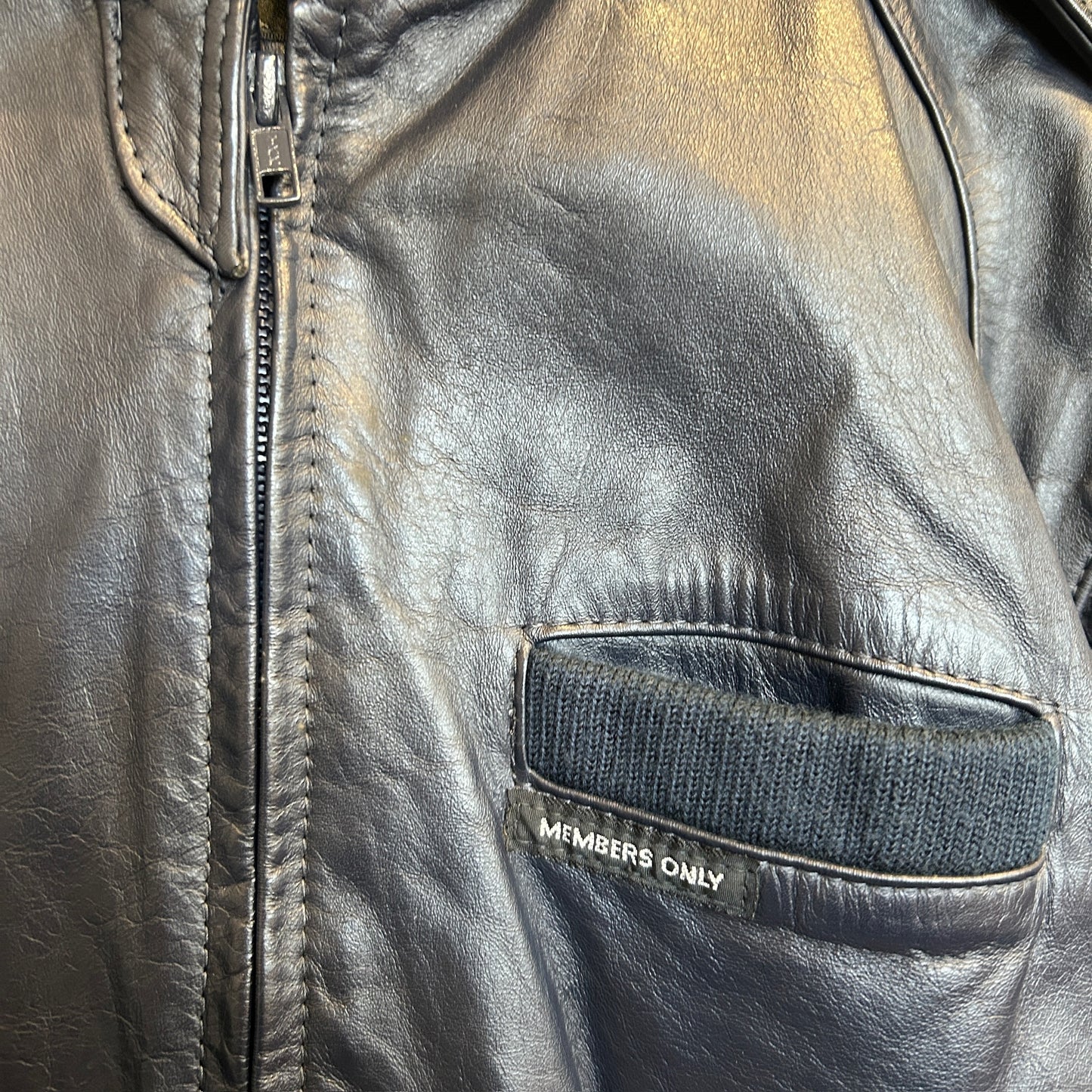 80's~ MEMBERS ONLY leather jacket レザー ジャケット ダークネイビー (42)/B0009J-SO