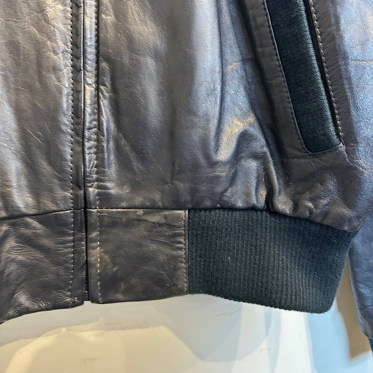 80's~ MEMBERS ONLY leather jacket レザー ジャケット ダークネイビー (42)/B0009J-SO