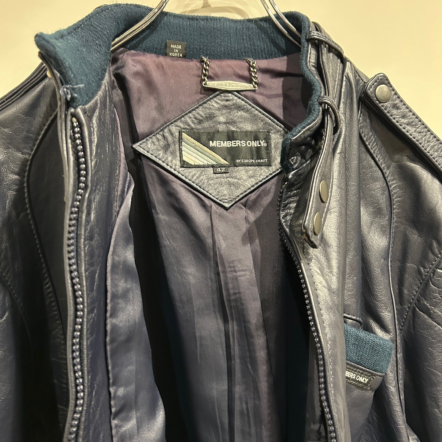 80's~ MEMBERS ONLY leather jacket レザー ジャケット ダークネイビー (42)/B0009J-SO