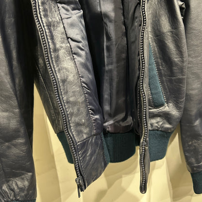 80's~ MEMBERS ONLY leather jacket レザー ジャケット ダークネイビー (42)/B0009J-SO