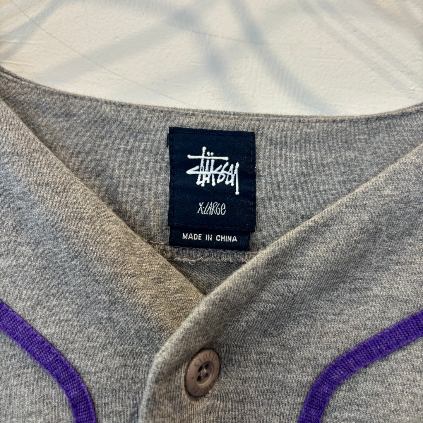 00's Stussy ステューシー ベースボールシャツ グレー (XL)/B3940S-SO