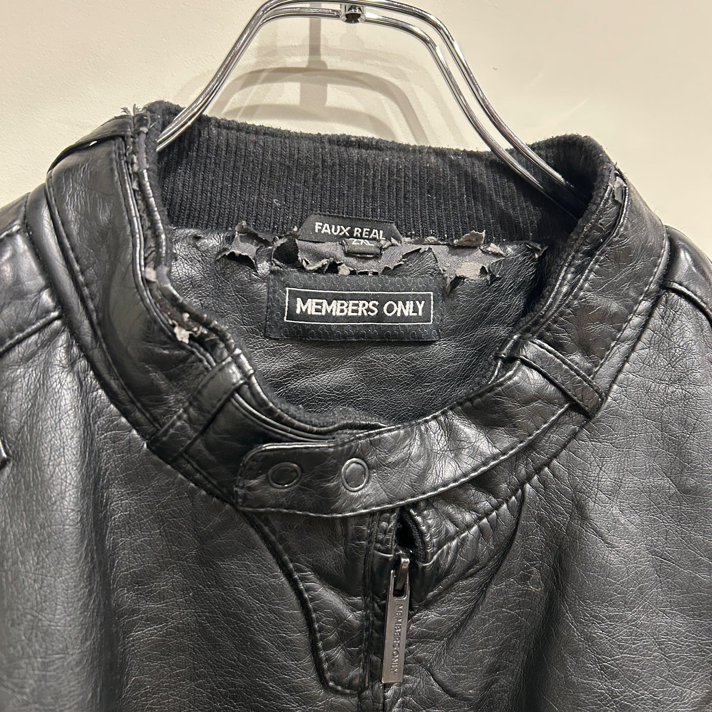 90's~ MEMBERS ONLY fake leather jacket ファイクレザー ジャケット ブラック (2XL)/B0584J-SO
