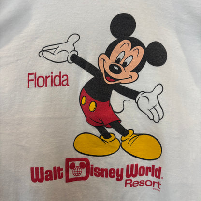 80's Disney ミッキーマウス シングルステッチ プリントtシャツ白(M)/B3462T
