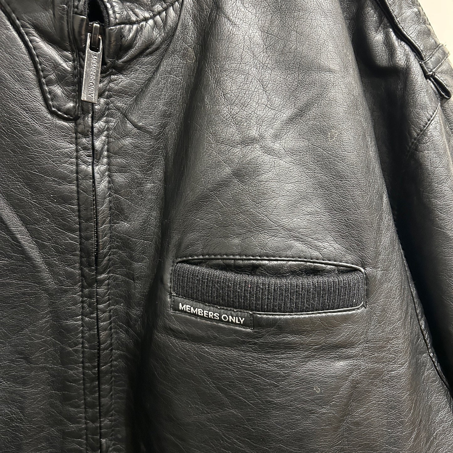 90's~ MEMBERS ONLY fake leather jacket ファイクレザー ジャケット ブラック (2XL)/B0584J-SO