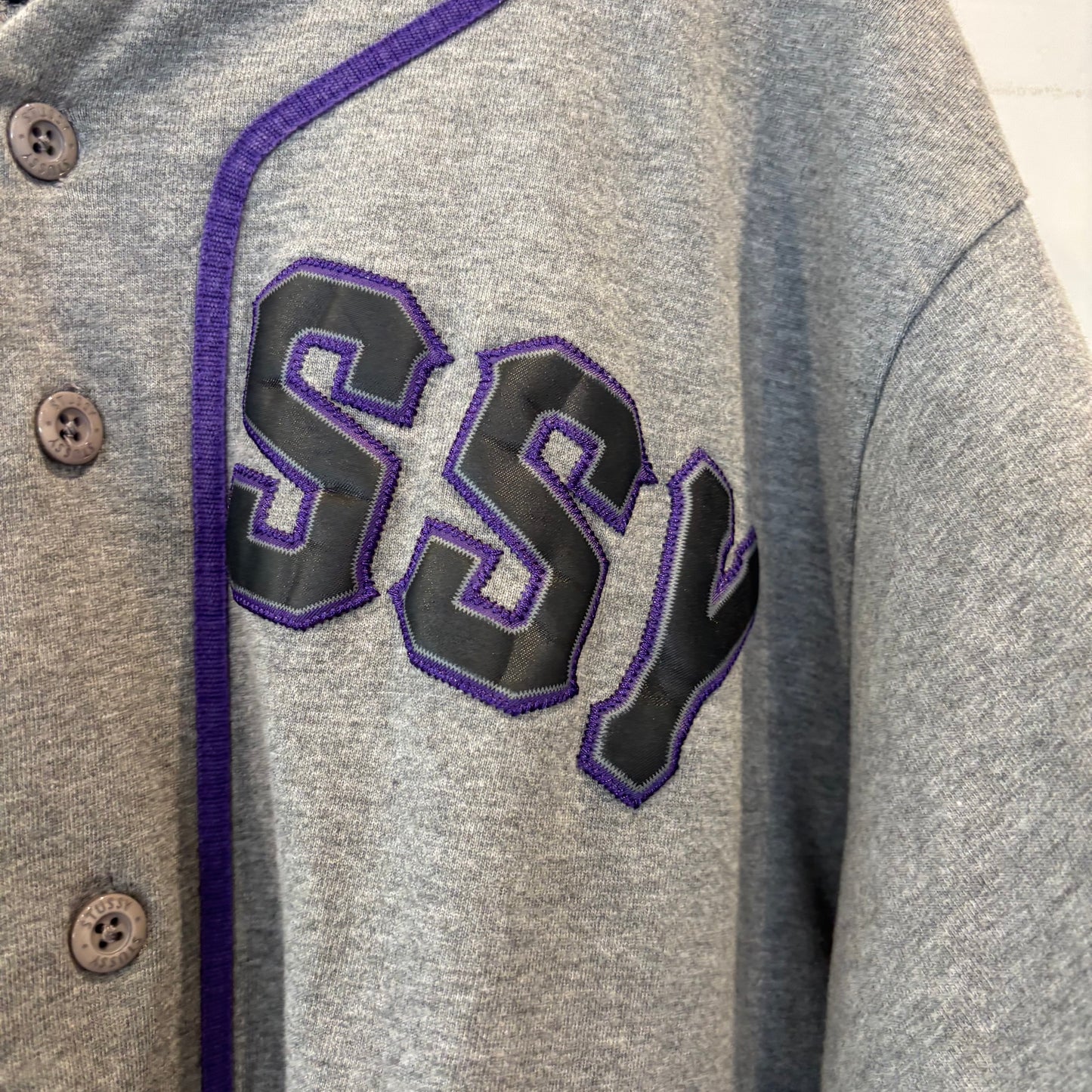 00's Stussy ステューシー ベースボールシャツ グレー (XL)/B3940S-SO
