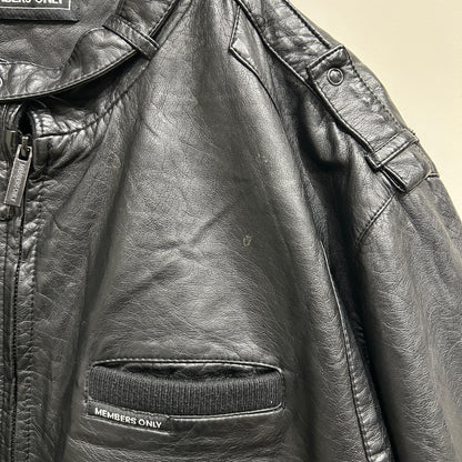 90's~ MEMBERS ONLY fake leather jacket ファイクレザー ジャケット ブラック (2XL)/B0584J-SO