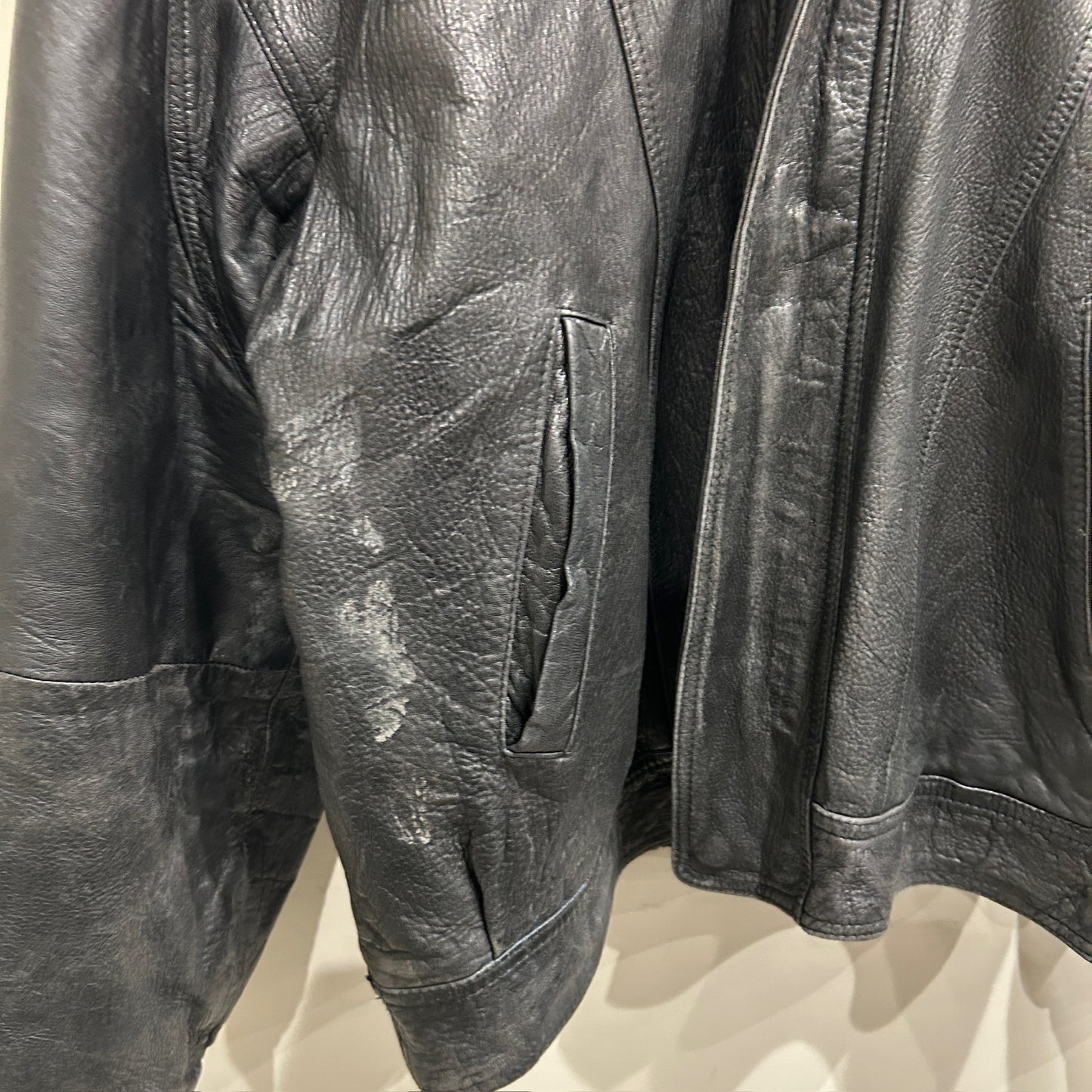 90's~ JOHN ASHFORD leather jacket レザー ジャケット フード付き ブラック (M)/B1397J-SO